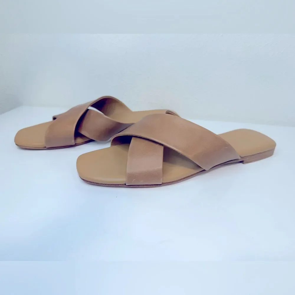 Nisolo Catalina Almond Leather Slide Sandals Size 10